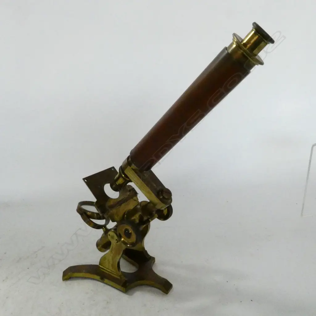 MAHOGANY CASED MONOCULAR COMPOUND MICROSCOPE by W.J. SALMON, LONDON, c.1855, (ADJUSTMENT GEAR AT FAULT) Image 1++